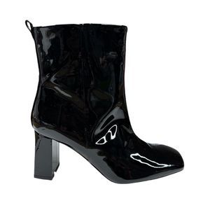 Good American Black Patent Leather Booties - Size 8